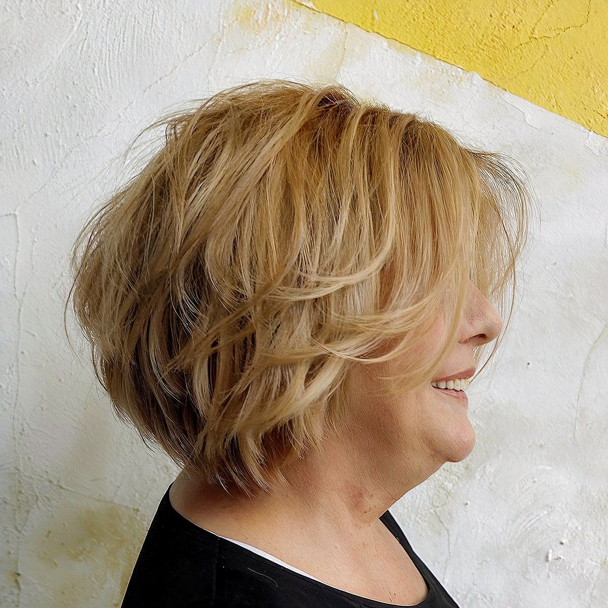 Messy Layered Bob With Face-Framing Bangs Messy Layered Bob With Face-Framing Bangs — Bob for Women Over 50