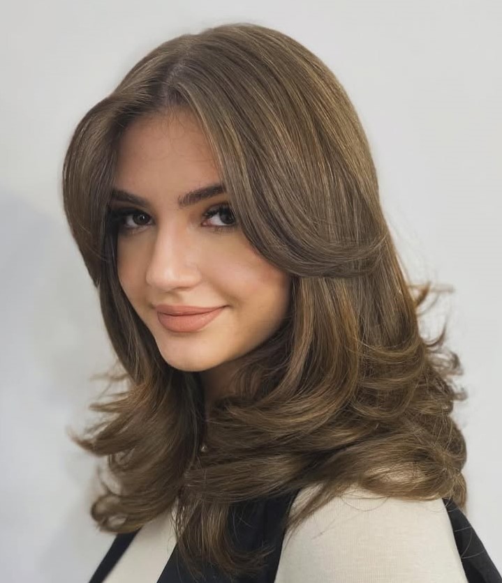 Ash Blonde Butterfly Side View — Butterfly Haircut Medium Hair