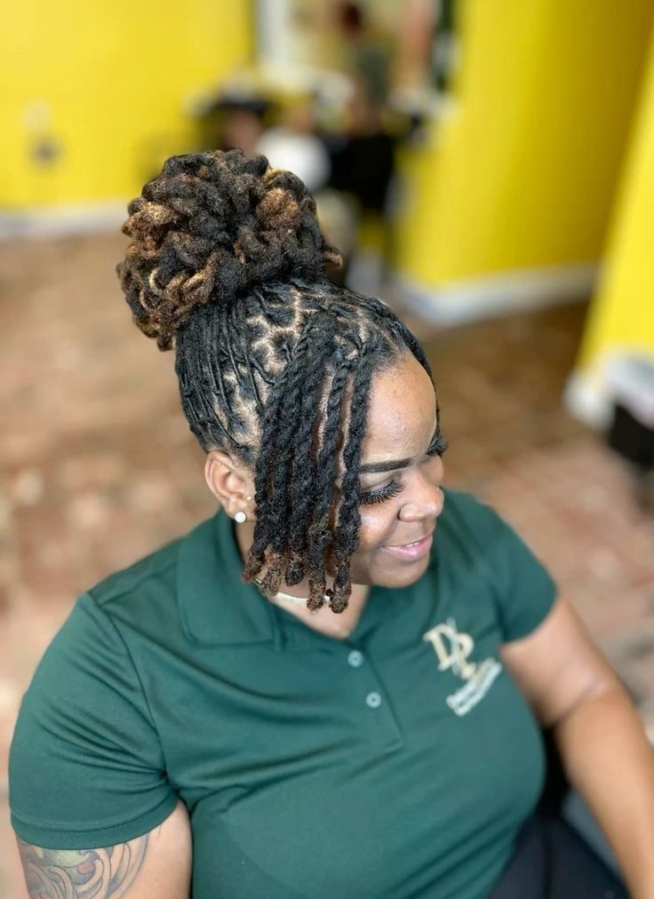Ombre Loc Bun with Face-Framing Twists