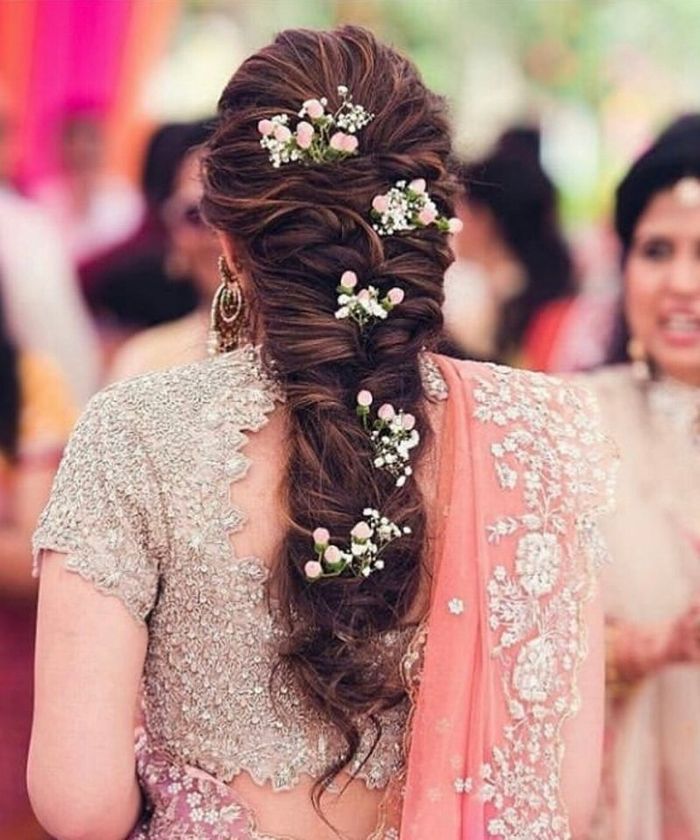 Intricate Braid with Floral Interweaving — Engagement Photo Hairstyles