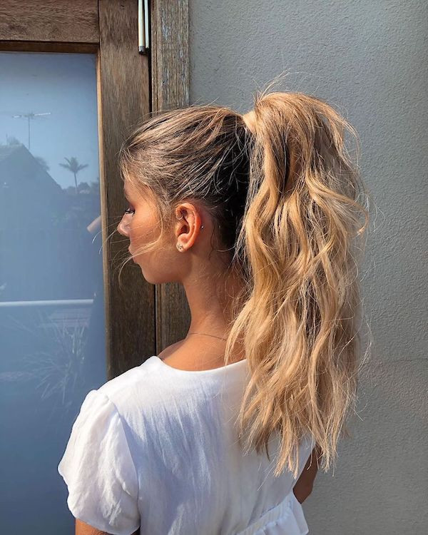 Mid-Back Textured Ash Blonde Ponytail — Hairstyles with Extensions