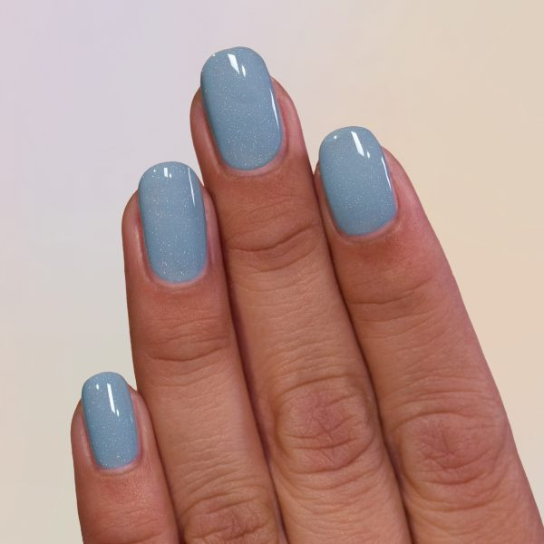 Light Faded Denim Blue Shimmer Oval Nails Light Faded Denim Blue Shimmer Oval Nails — Denim Nails