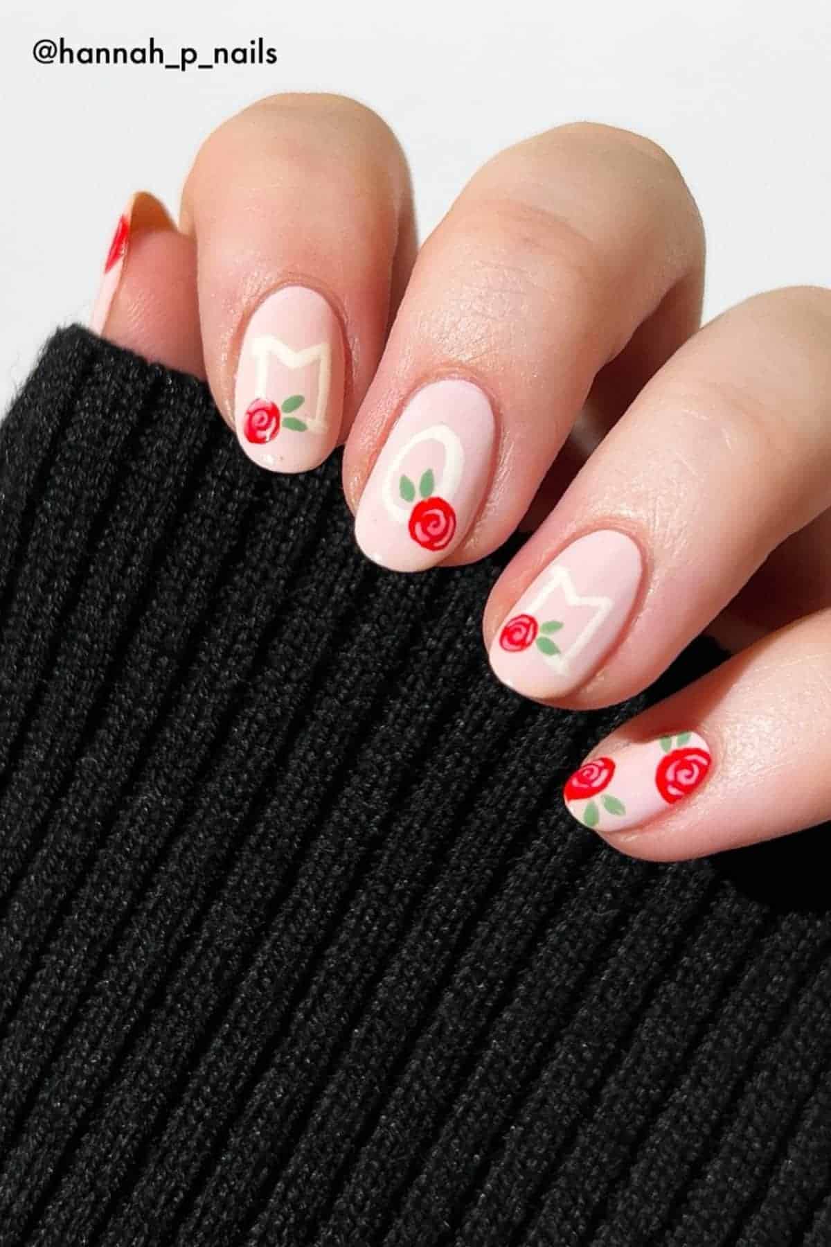 Pale Pink Short Oval Monogram Nails Pale Pink Short Oval Monogram Nails — Mom Nails