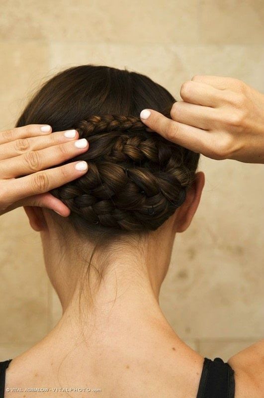 Wavy Dark Brown Intricate Braids — Braided Low Bun