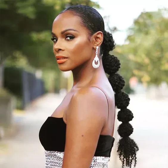 Playful Bubble Ponytail Style — Ponytail Hairstyles for Black Women