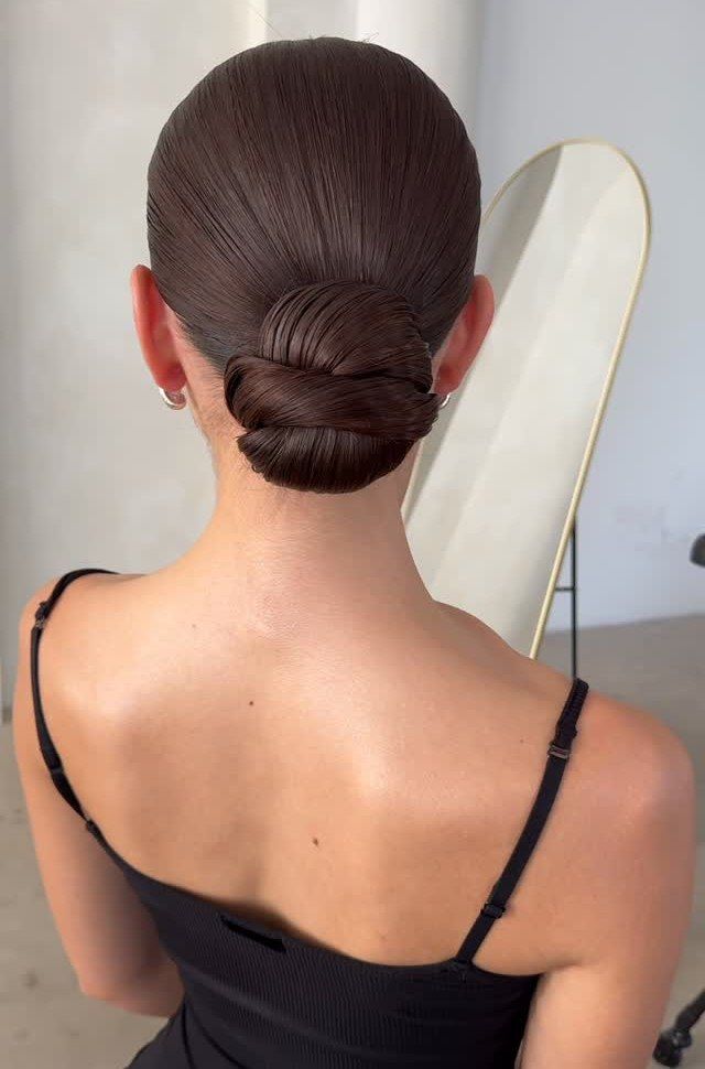 Blunt Cut Visual Idea Blunt Cut Visual Idea — Sleek Bun Wedding Hair