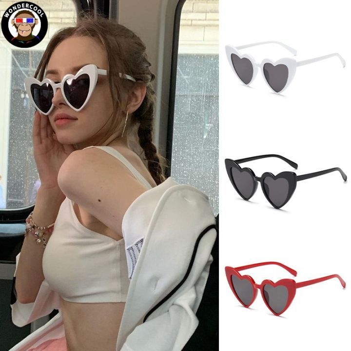 White Heart-Shaped Sunglasses with Matching Set — Sunglasses for Heart Shaped Face