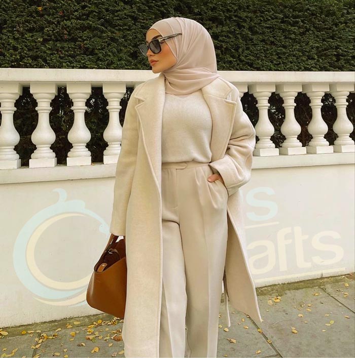 Monochromatic Elegance: Cream and Beige Power Dressing — Hijab Work Outfits