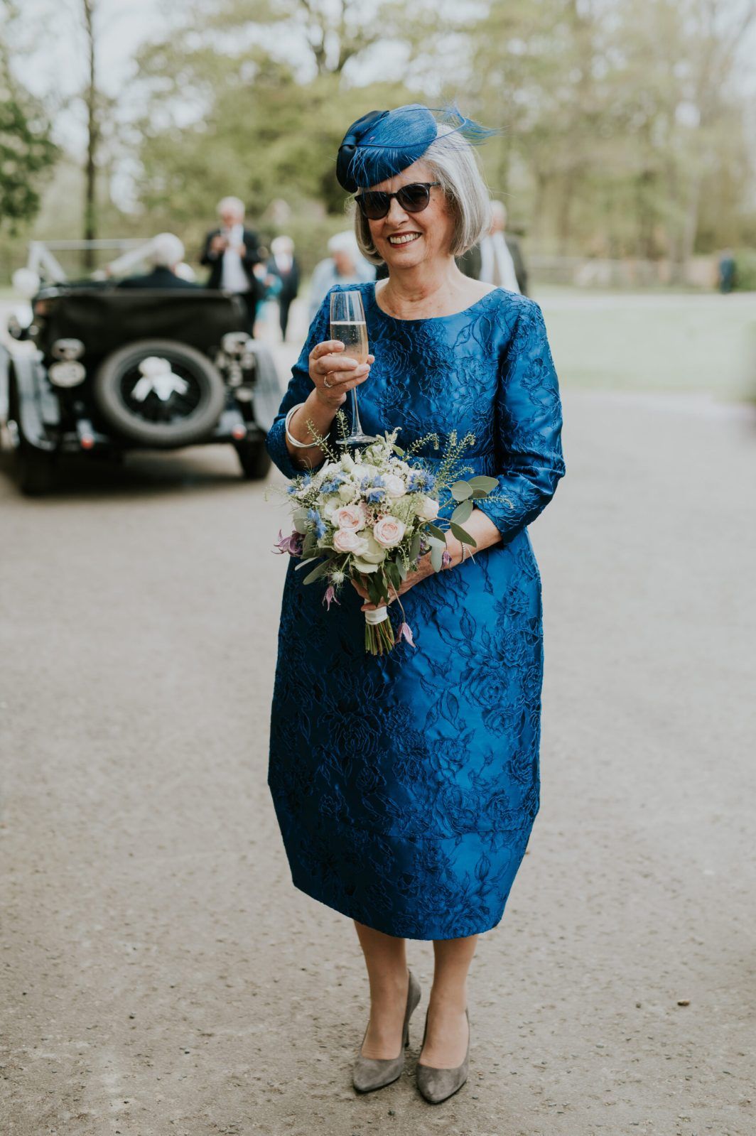 Royal Blue Jacquard Midi Dress for Special Occasions Royal Blue Jacquard Midi Dress for Special Occasions — Dresses for Women Over 60