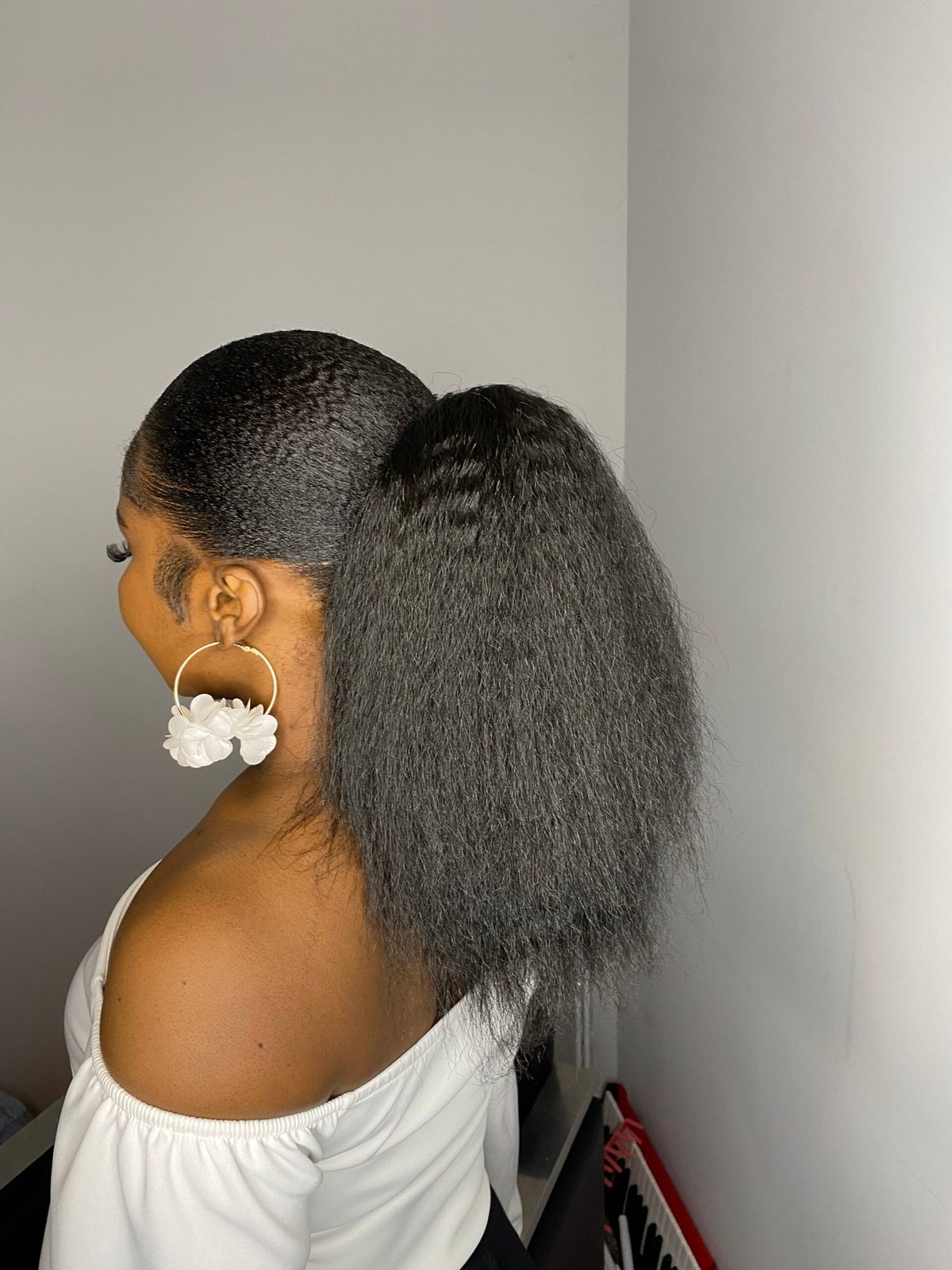 Black Shoulder Length Kinky Texture Ponytail — Natural Hair Ponytail