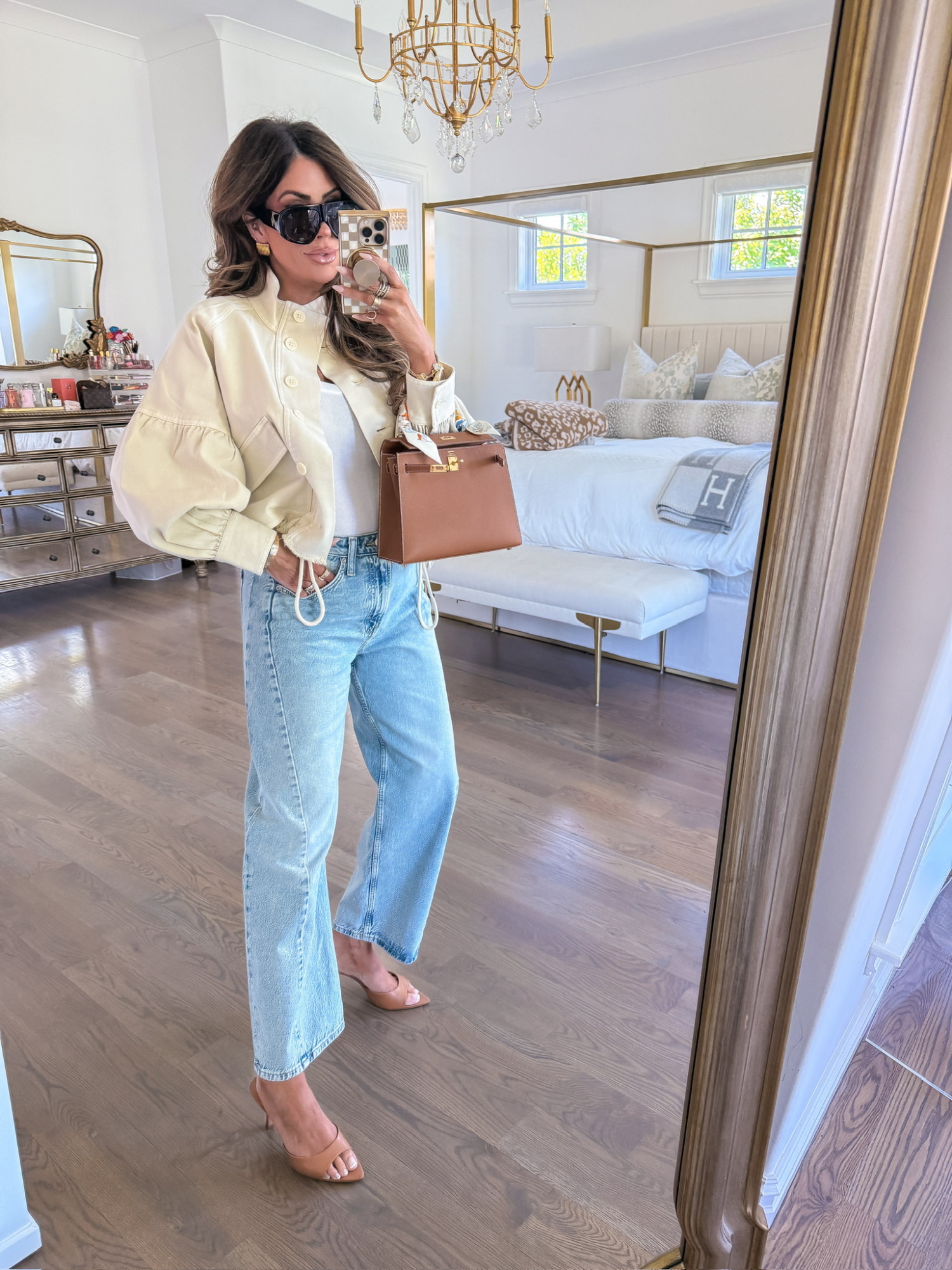 Voluminous Sleeve Jacket with Wide-Leg Jeans Voluminous Sleeve Jacket with Wide-Leg Jeans — Zara Outfits