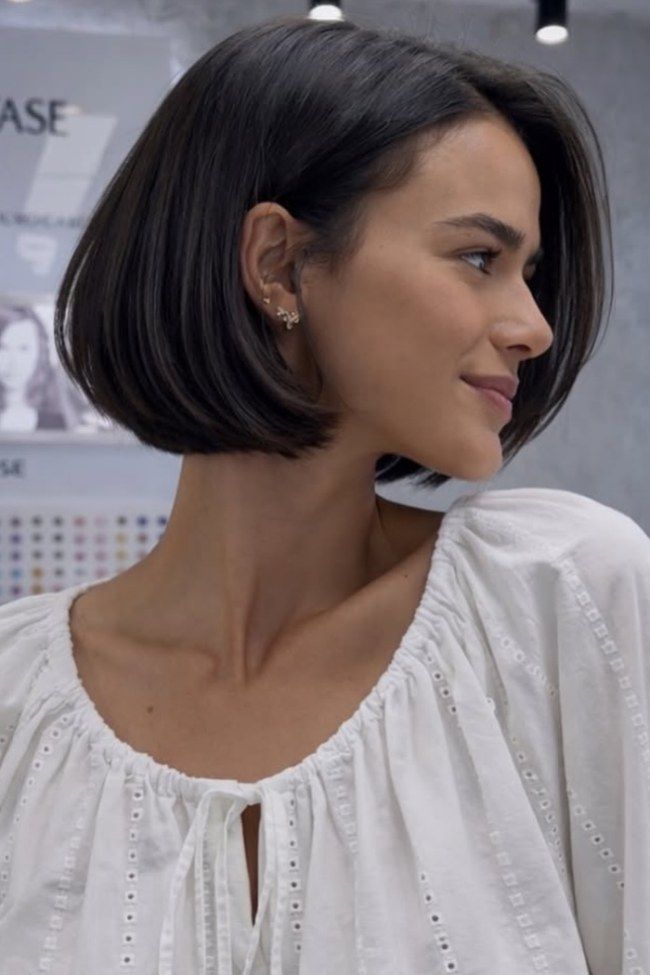 Chocolate Brown Sleek Blunt Bob Chocolate Brown Sleek Blunt Bob — Bob for Thick Hair