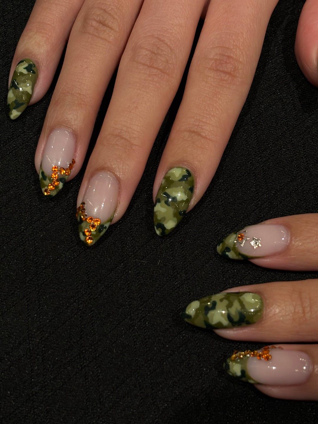 Camo French Tips with Glitter Accents Camo French Tips with Glitter Accents — Camo Nails