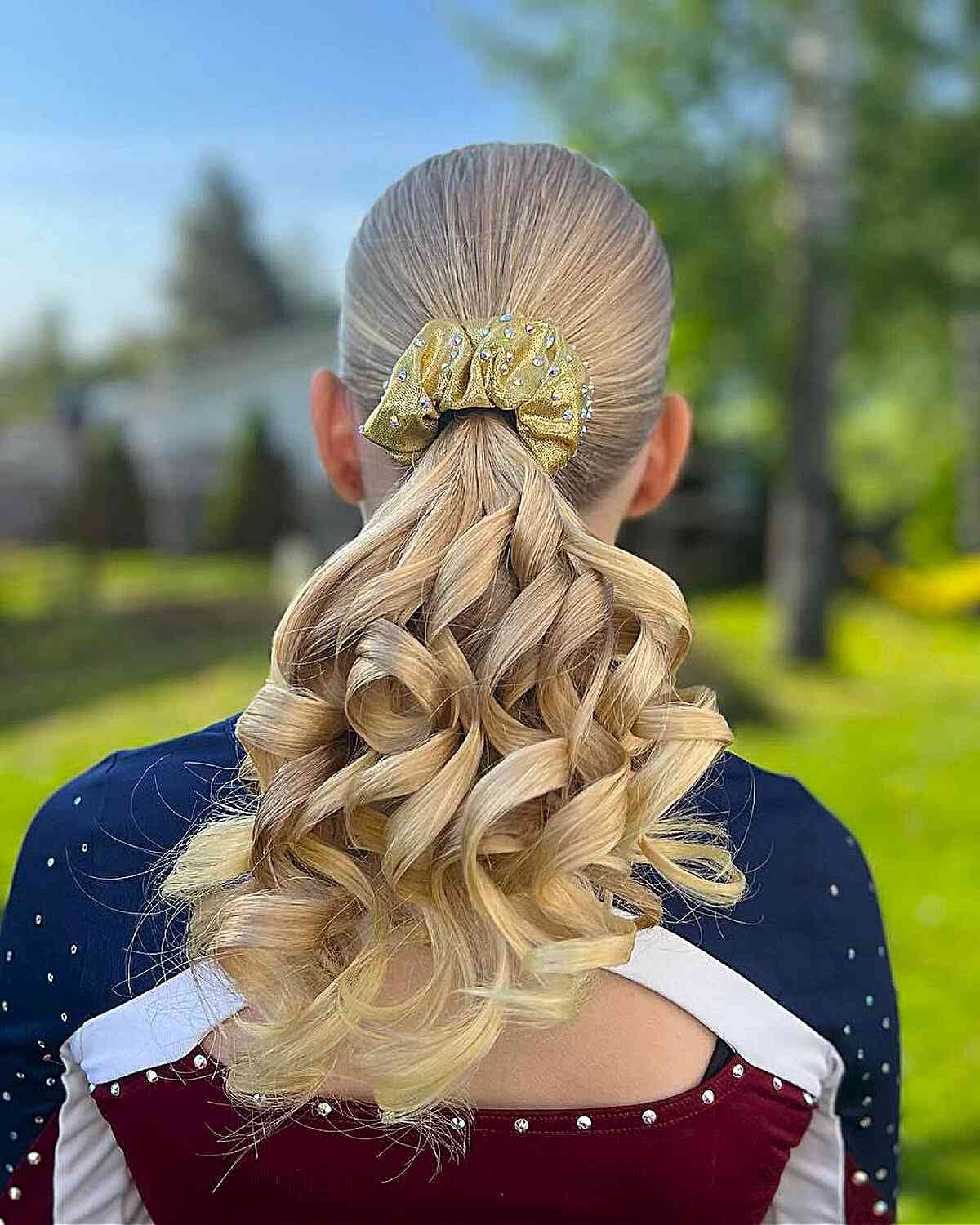 High Ponytail With Defined Bouncy Curls — Cheer Hairstyles