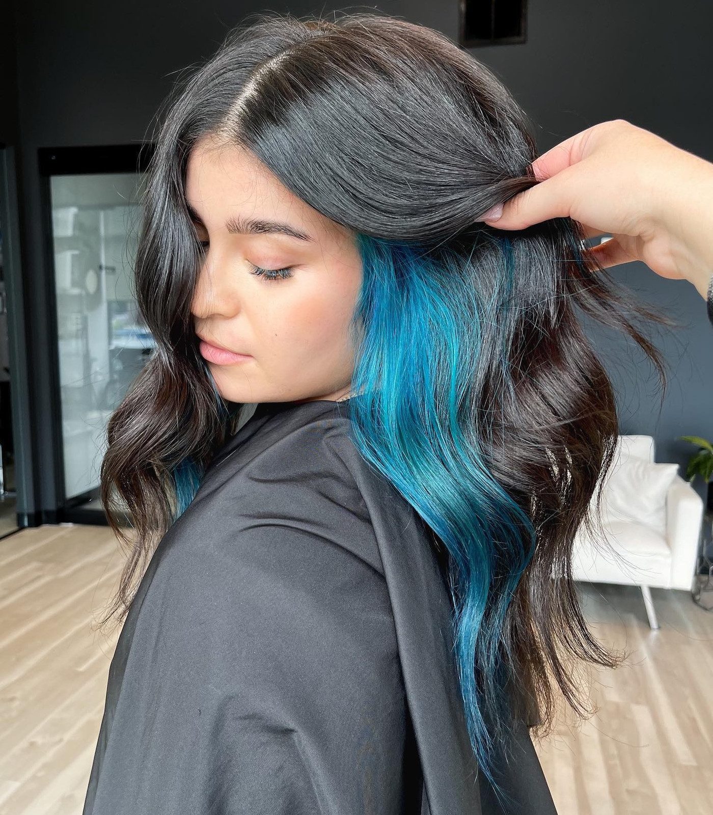 Mid-Back Brown With Rainbow Peekaboo Highlights Mid-Back Brown With Rainbow Peekaboo Highlights — Peekaboo Hair