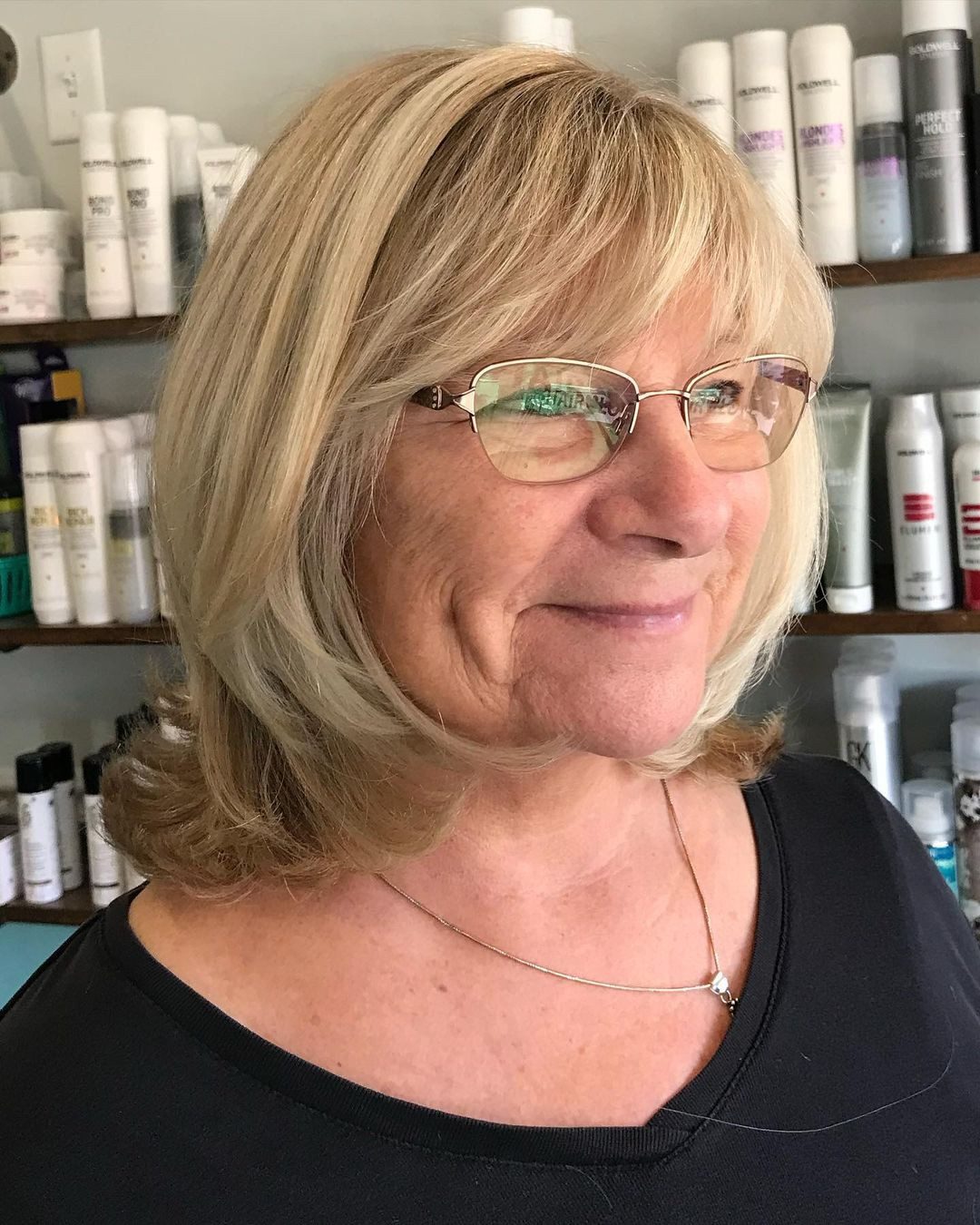 Ash Blonde Layered Bob With Blowout Ash Blonde Layered Bob With Blowout — Haircuts for Women Over 60 with Glasses