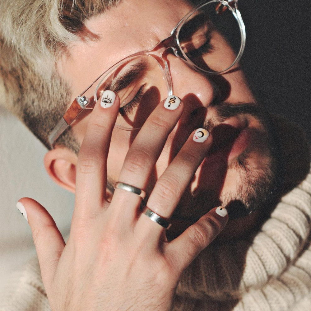 White Base Celestial Eye Nails White Base Celestial Eye Nails — Mens Nails