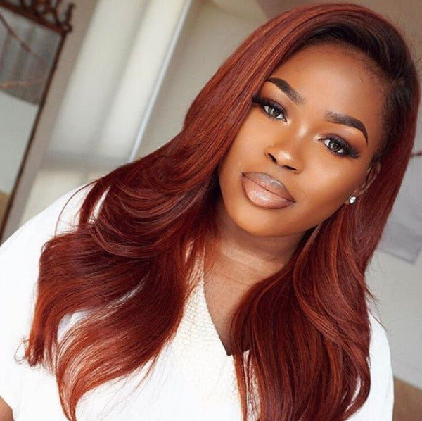 Auburn Collarbone Blowout Auburn Collarbone Blowout — Red Hair on Black Women
