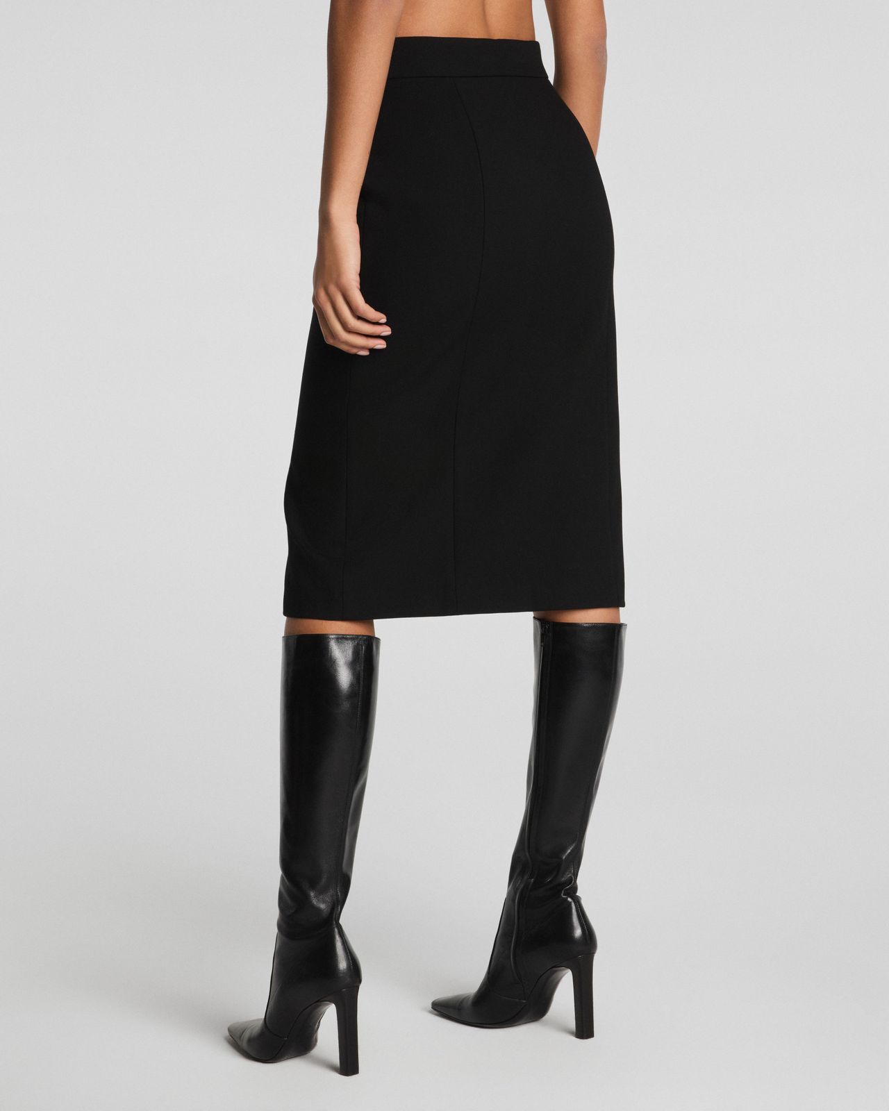 Sleek Black Pencil Skirt with High-Heeled Boots Sleek Black Pencil Skirt with High-Heeled Boots — Pencil Skirts