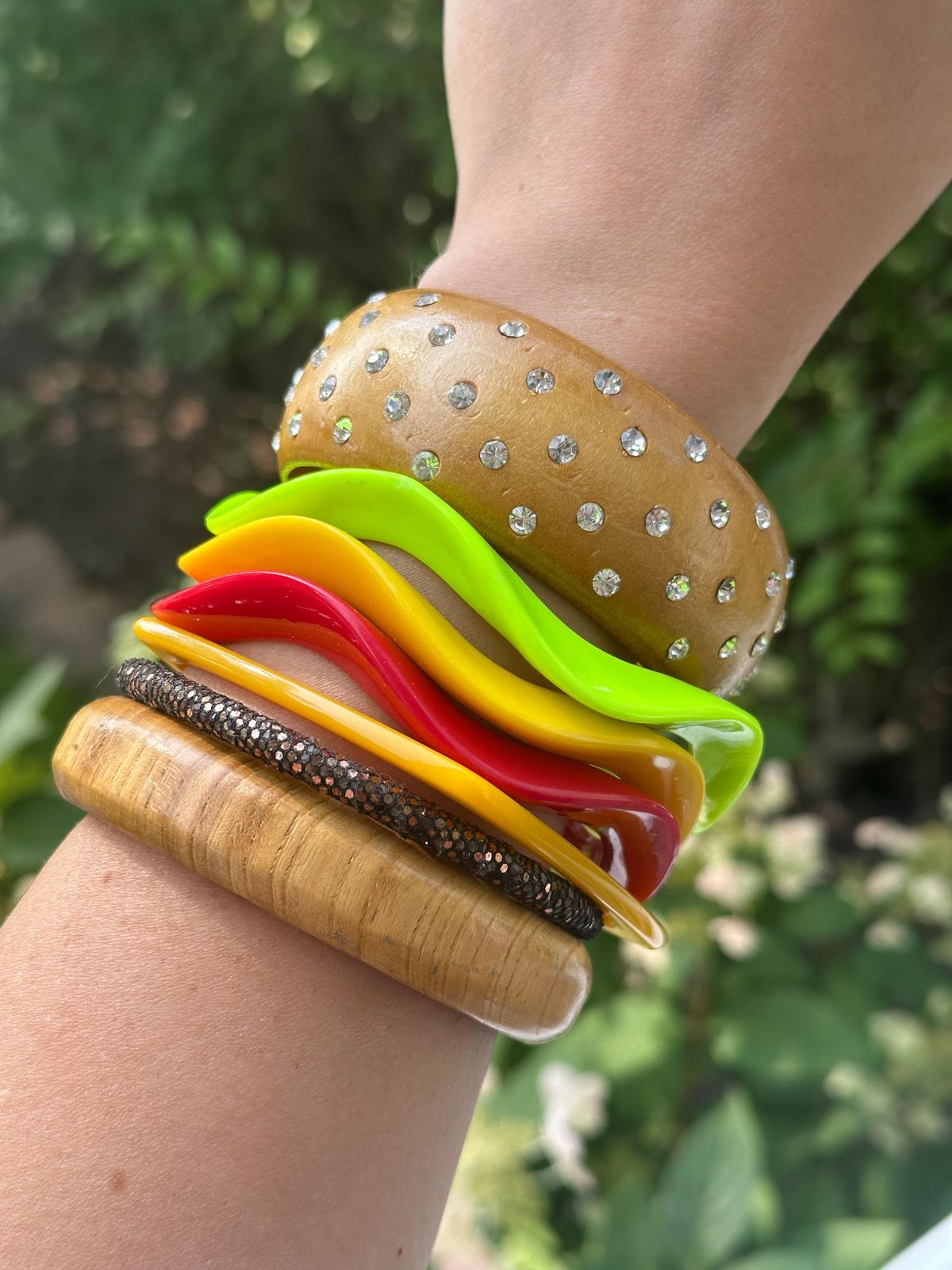 Playful Cheeseburger-Themed Bangle Stack — Bangle Stacks