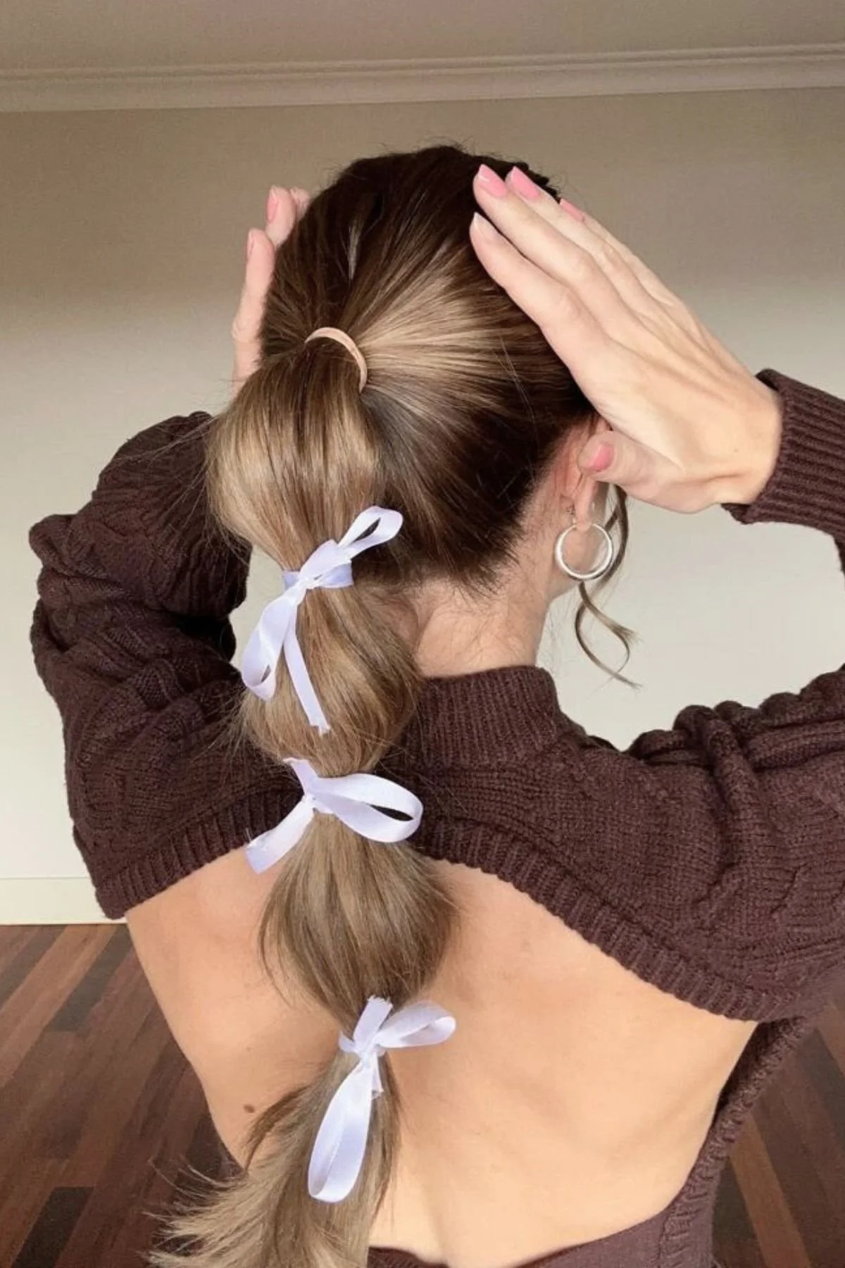 Bubble Ponytail With Cascading White Bows — Hair Bow Hairstyles