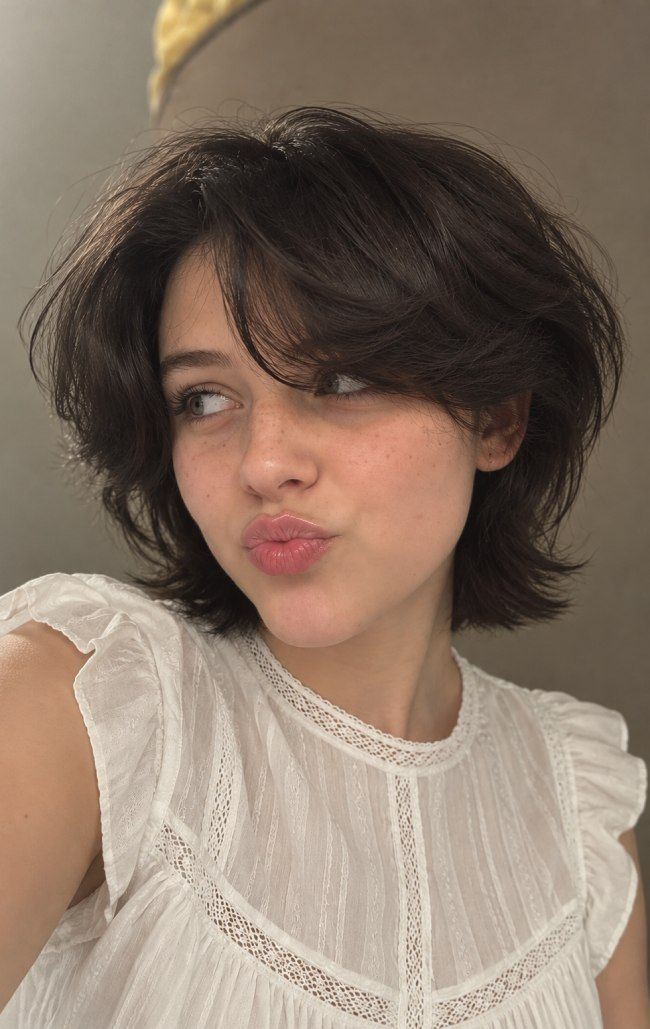Shag Bob With Textured Wavy Curtain Bangs Shag Bob With Textured Wavy Curtain Bangs — Bob with Curtain Bangs