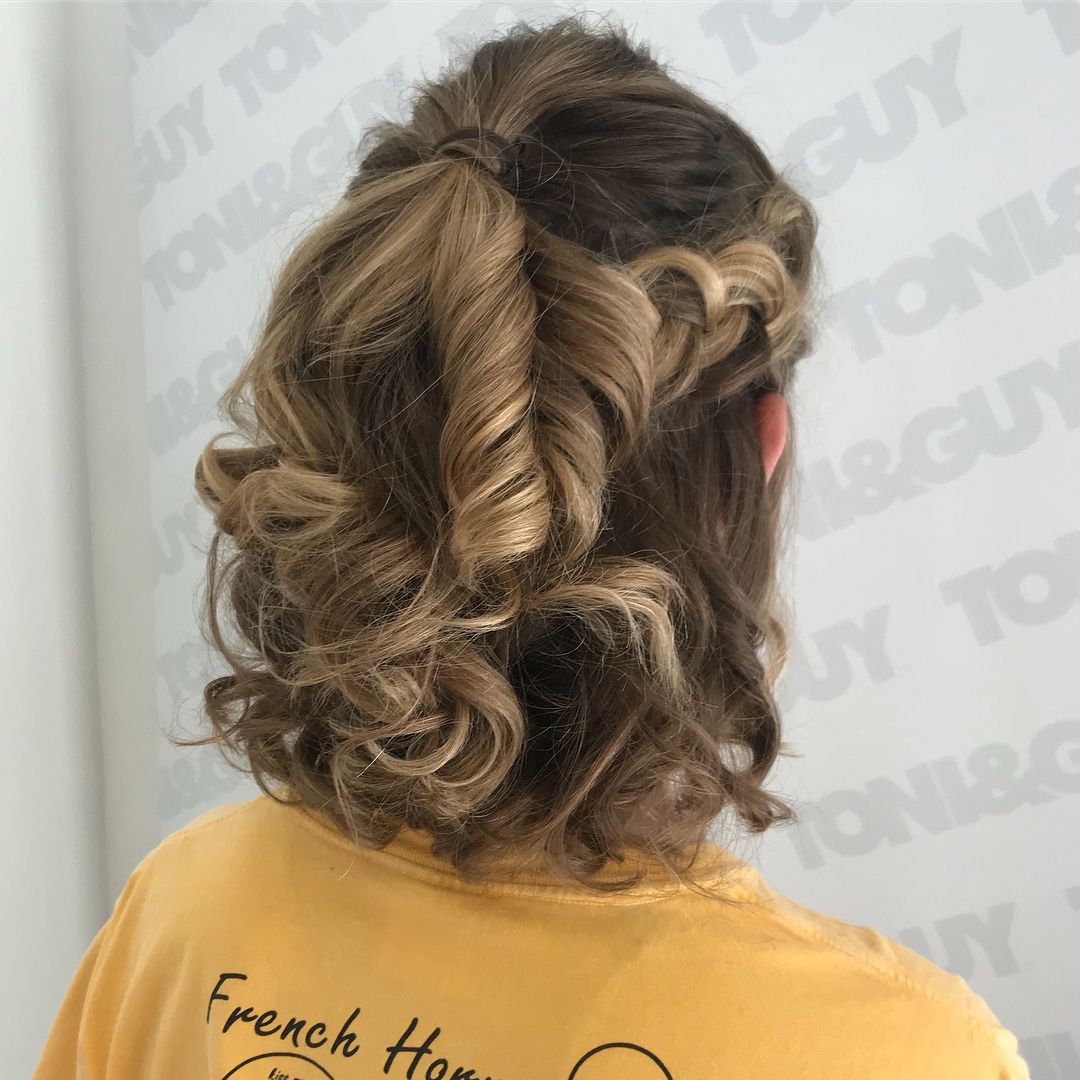 Blonde Bob Chic Half-Up Bun Blonde Bob Chic Half-Up Bun — Prom Hairstyles for Short Hair