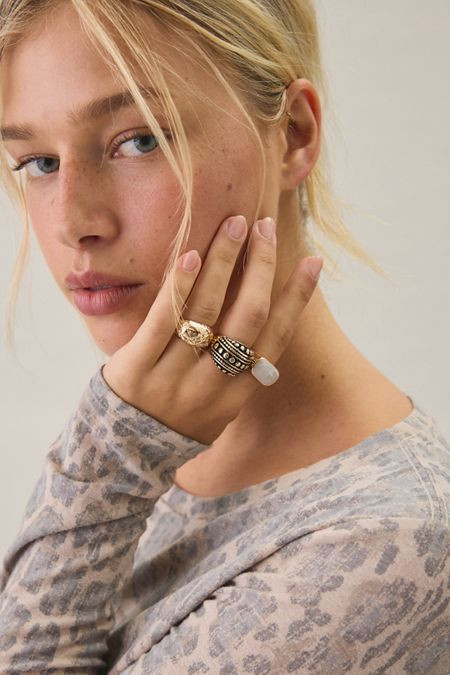 Assorted Chunky Rings with Patterned Top