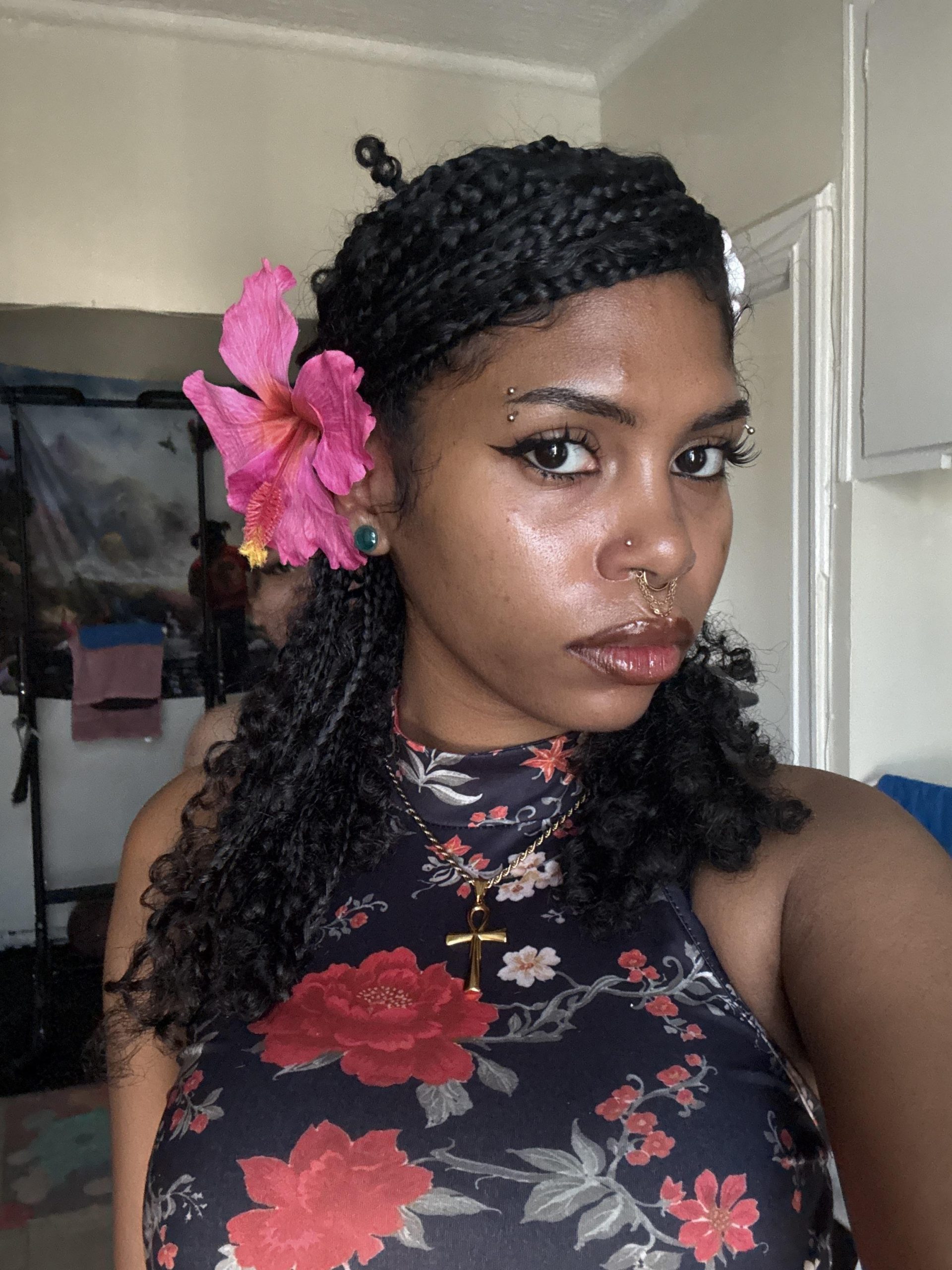 Box Braids With A Floral Touch — Boho Braids