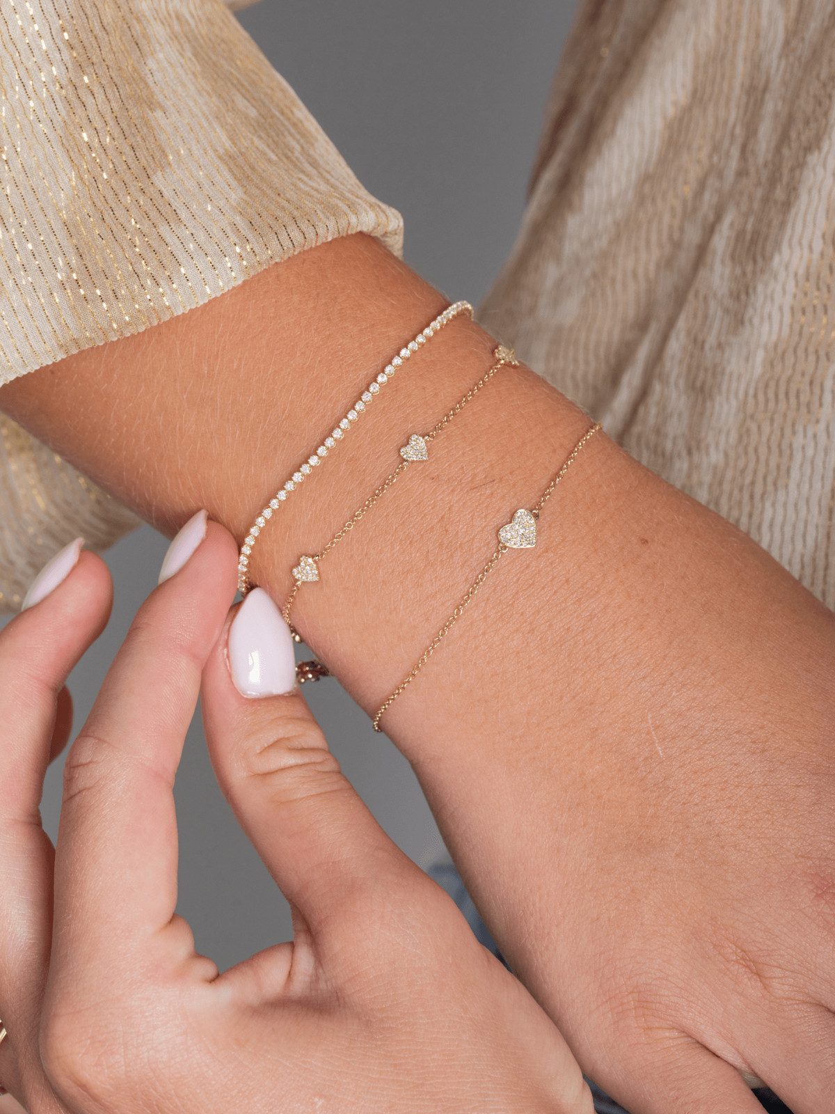 14K Gold Clear Diamonds Understated Luxury: Simple Gold Tennis Bracelet 14K Gold Clear Diamonds Understated Luxury: Simple Gold Tennis Bracelet — Tennis Bracelets