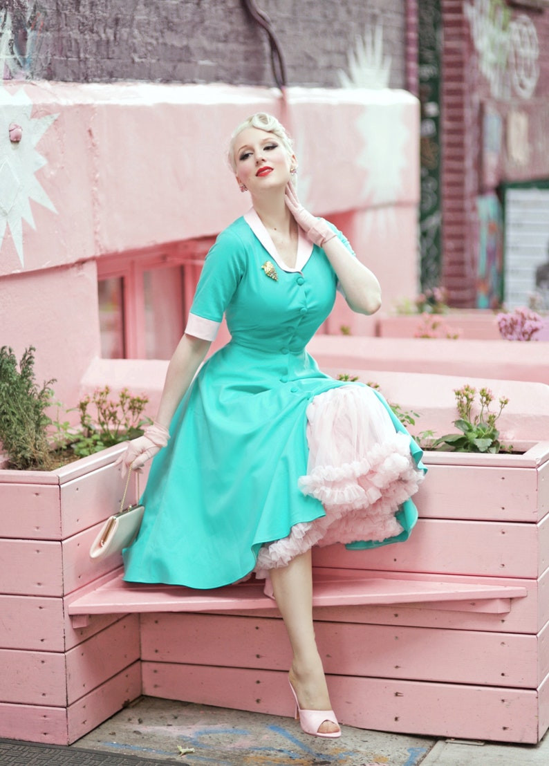 Casual Event Party Pink Peep-Toe Heels Outfit Idea — Rockabilly Outfits