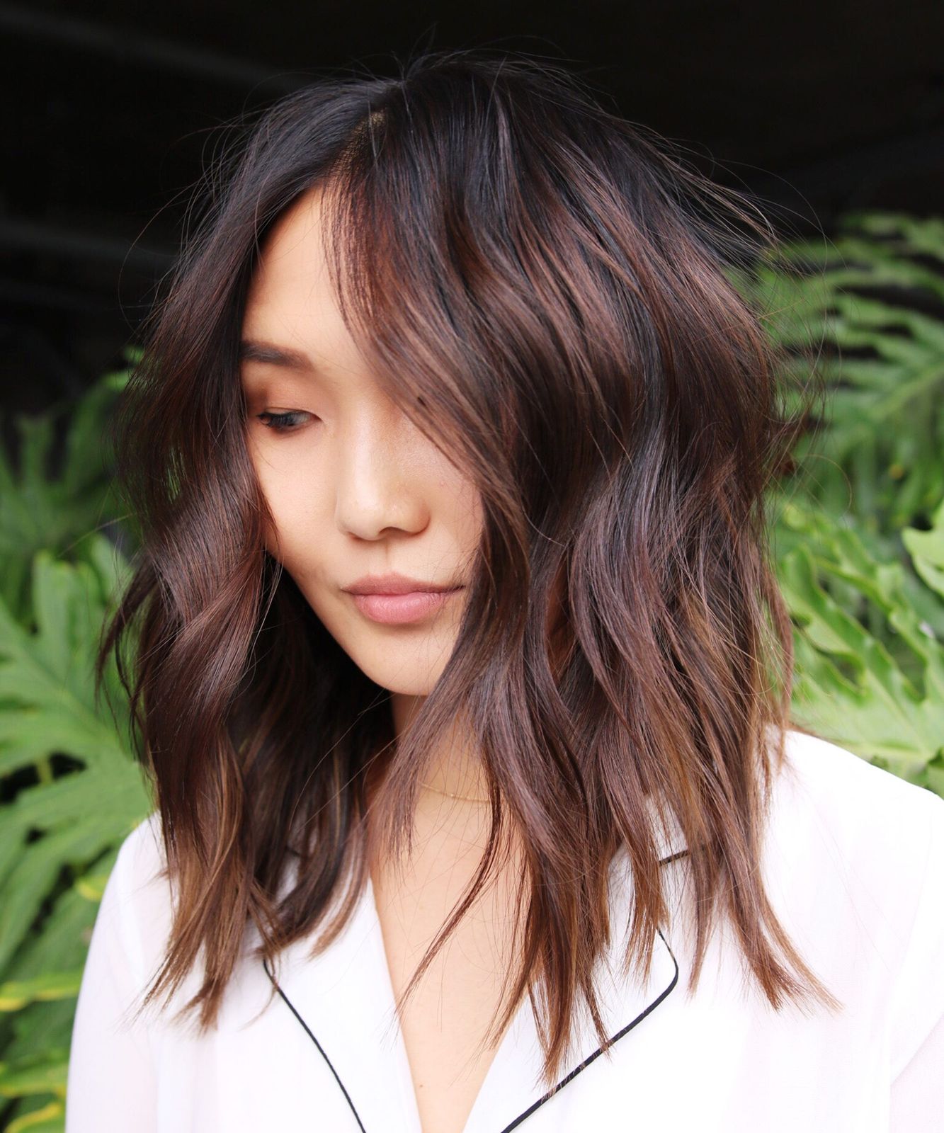 Collarbone Lob With Caramel Balayage Collarbone Lob With Caramel Balayage — Hair Color Trends