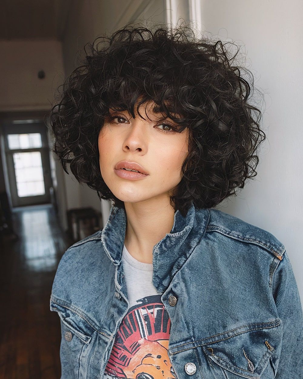 Dark Brown With Subtle Highlights Dark Brown Collarbone Shag — Curly Shag