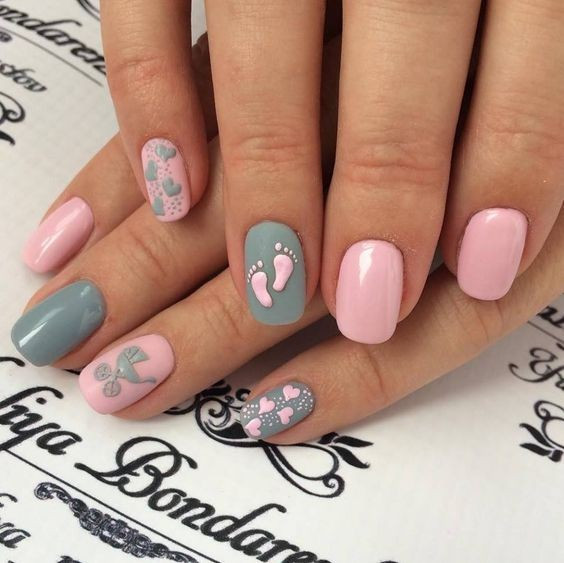 Neat Application Clear Artwork Visual Idea — Baby Shower Nails