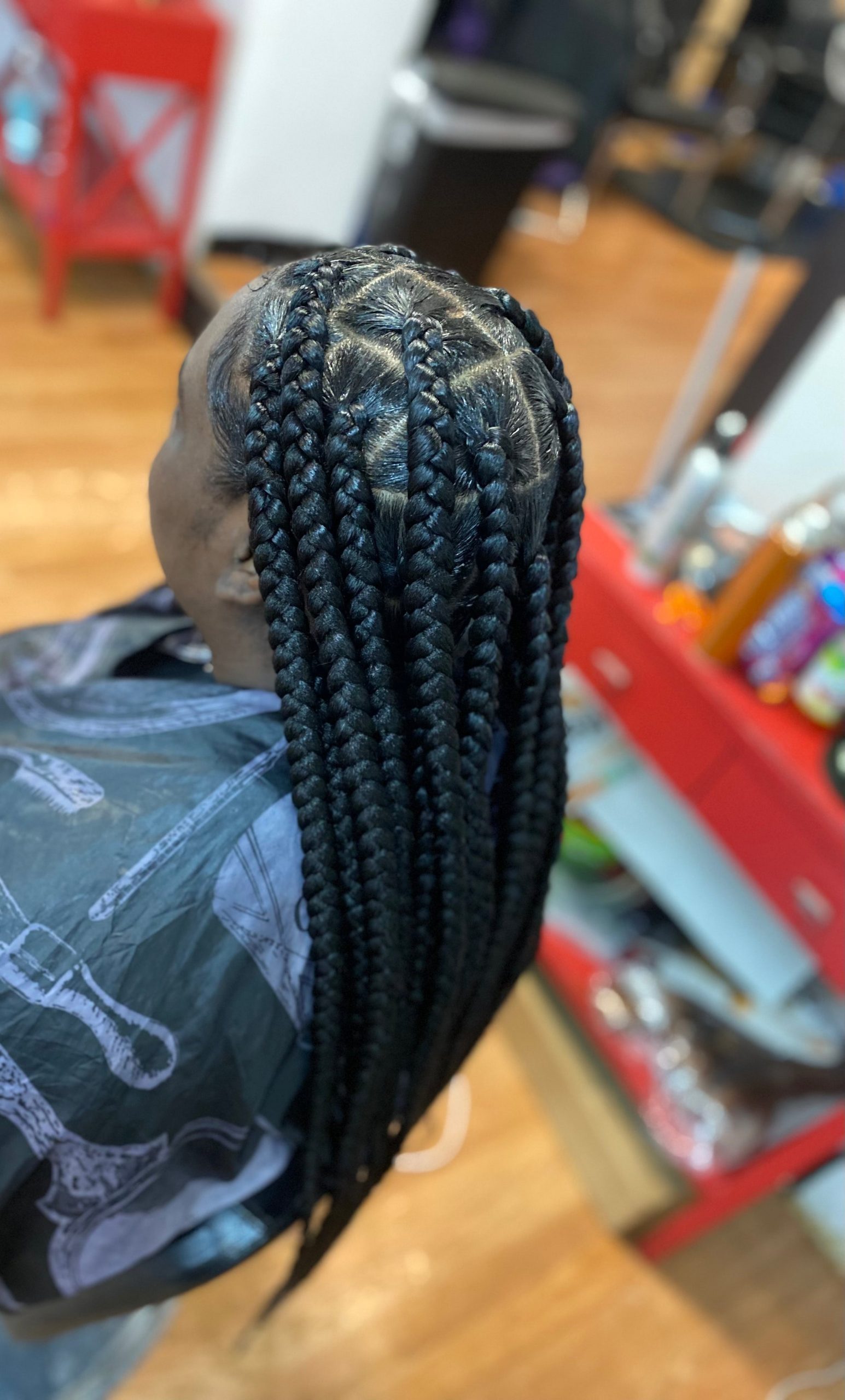 Jumbo Braids with Diamond Partings Jumbo Braids with Diamond Partings — Jumbo Knotless Braids