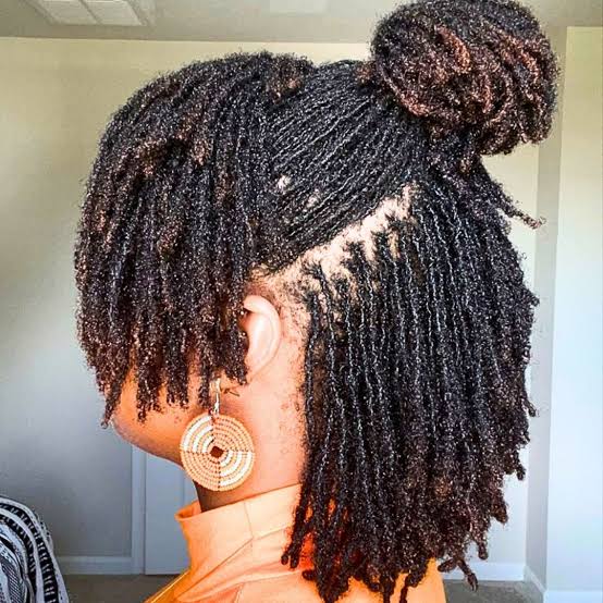 Half-Up Coily Micro Locs