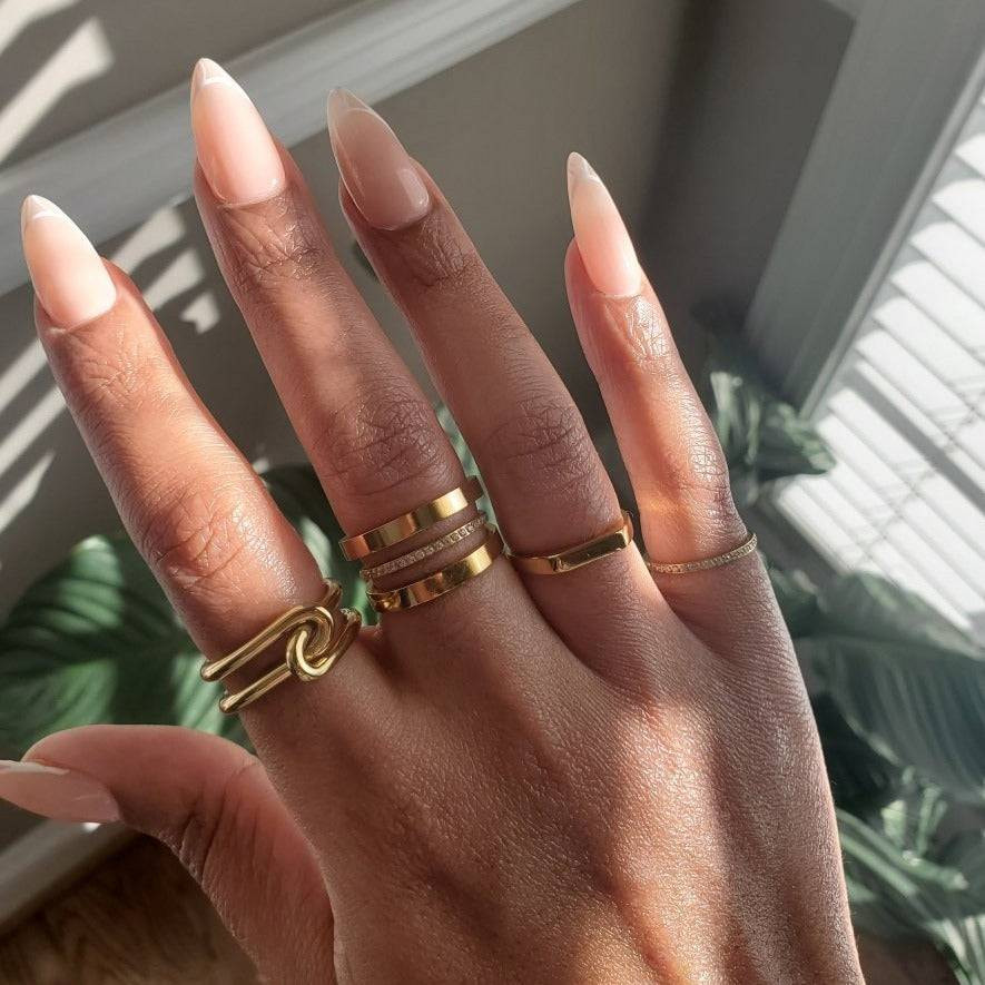 Interlocking Link and Pave Diamond Gold Stack Interlocking Link and Pave Diamond Gold Stack — Gold Ring Stack