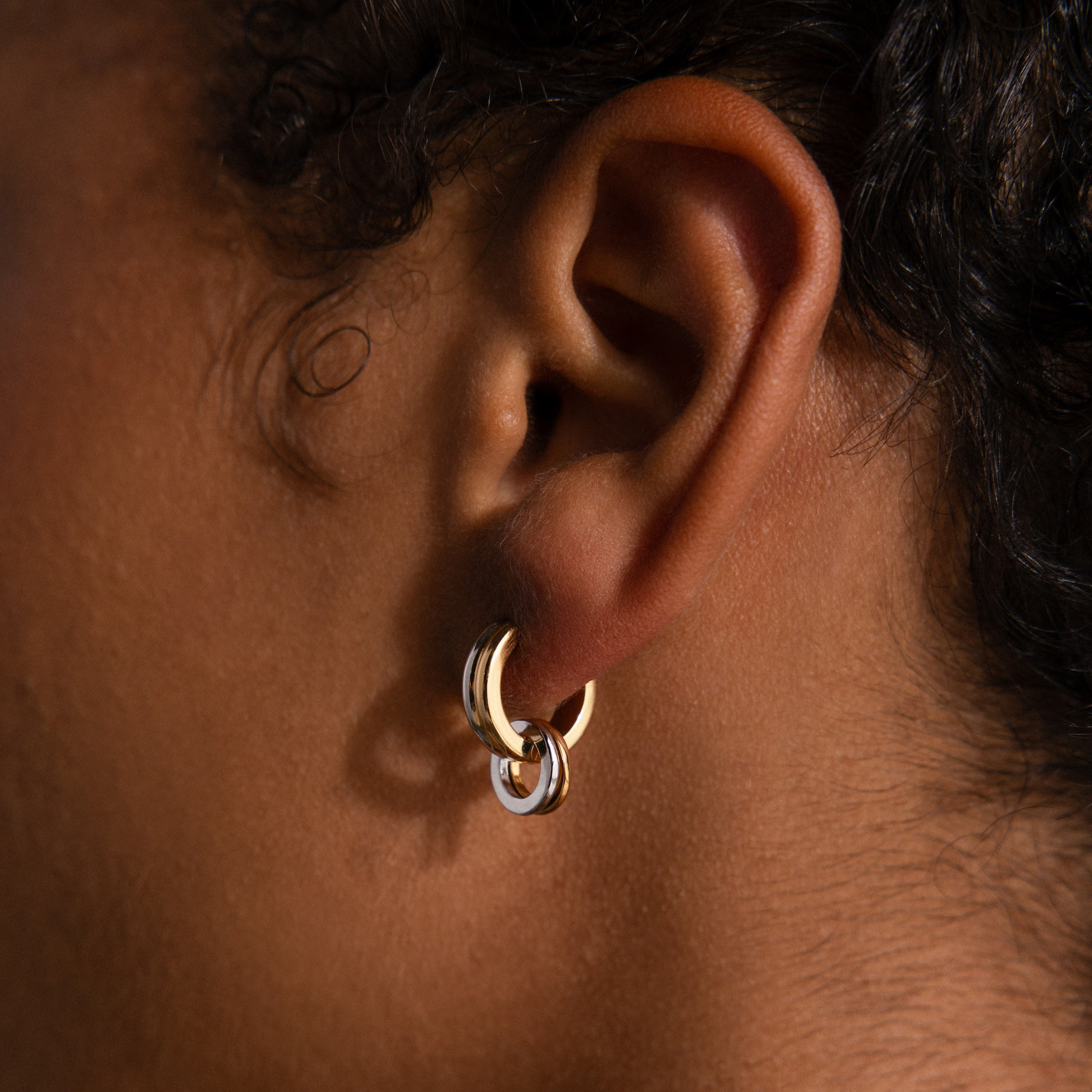 Casual Simple Mixed Metal Hoop Earrings Casual Simple Mixed Metal Hoop Earrings — Mixed Metal Jewelry