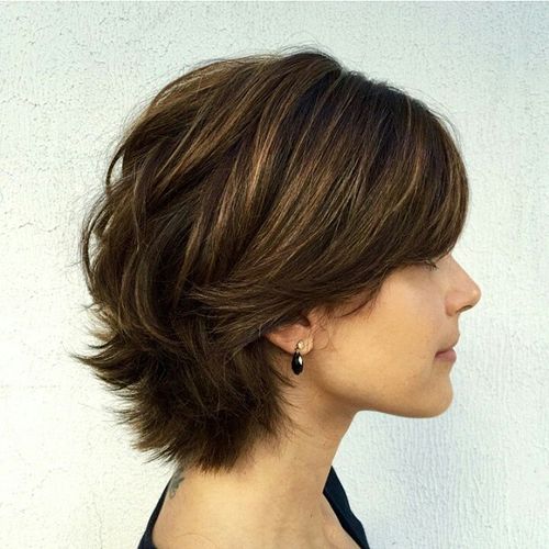 Short Layered Shag With Textured Bangs Short Layered Shag With Textured Bangs — Haircuts for Thick Hair