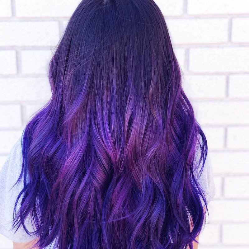 Dark Purple with Vibrant Ombre Ends — Dark Purple Hair