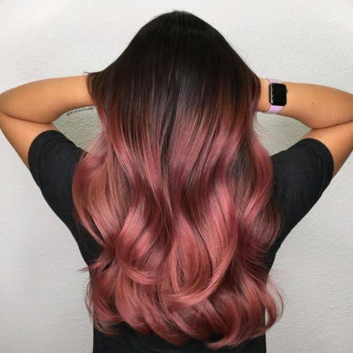 Smooth Rose Gold Ombre Mid-Back Smooth Rose Gold Ombre Mid-Back — Rose Gold Hair