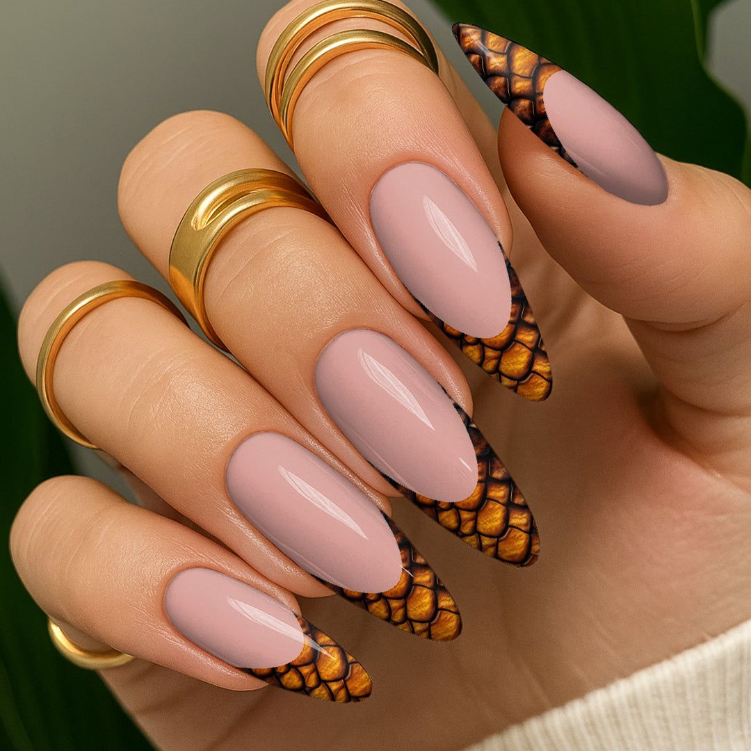 Snake Print On The French Tips Visual Idea Snake Print On The French Tips Visual Idea — Snake Print Nails