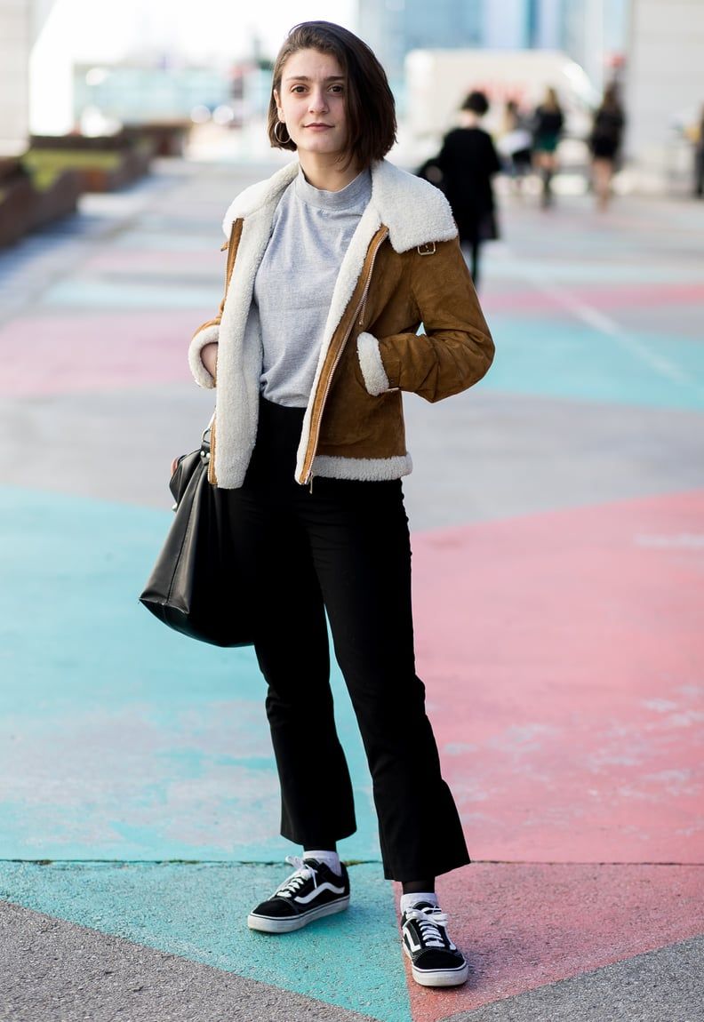 Shearling Jacket and Cropped Pants with Vans Shearling Jacket and Cropped Pants with Vans — Vans Outfits