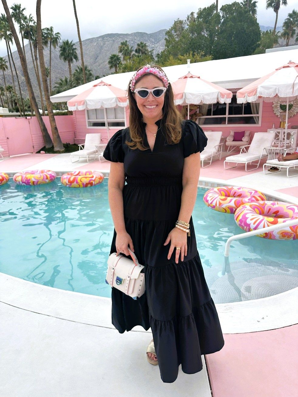 Chic Black Tiered Midi Dress for Resort or Poolside Chic Black Tiered Midi Dress for Resort or Poolside — Palm Springs Outfits