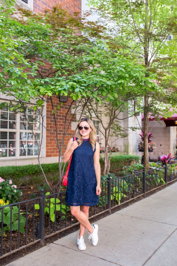 Black Button-Front Midi Dress with Denim Jacket and Sneakers — Sneakers with Dress Outfits
