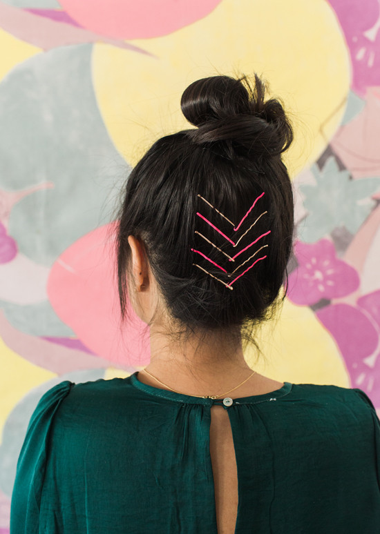 High Bun with Chevron Pins High Bun with Chevron Pins — Bobby Pin Hairstyles