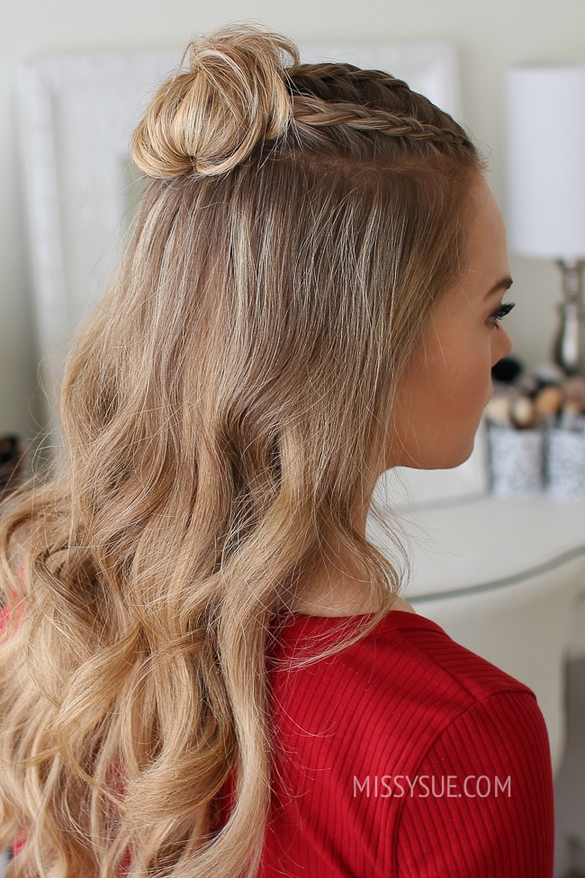 Blonde Triple Braid Half Up Blonde Triple Braid Half Up — Half Up Bun