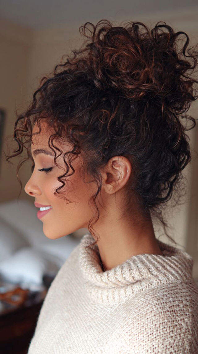 Messy Updo With Scarf Messy Updo With Scarf — Easy Hairstyles for Curly Hair