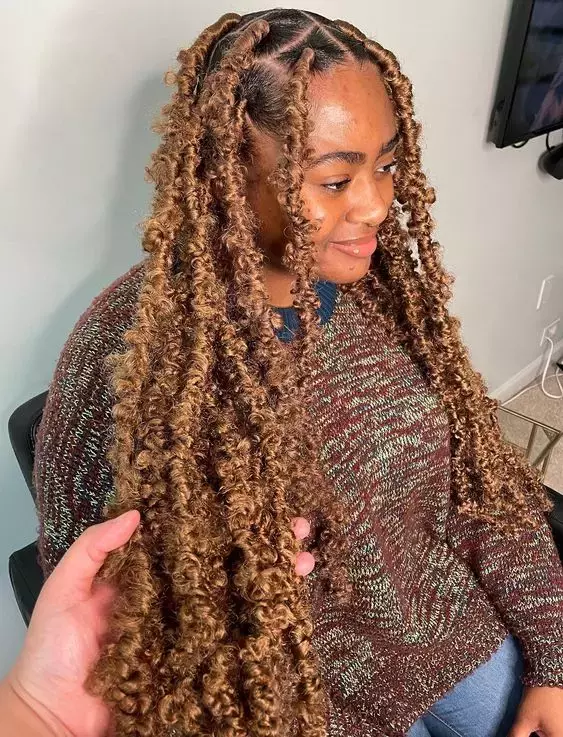Soft Blonde Highlights in Light Brown Braids — Butterfly Braid