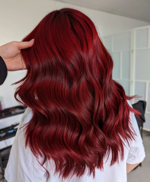 Deep Ruby Red With Subtle Dimension Visual Idea — Ruby Red Hair